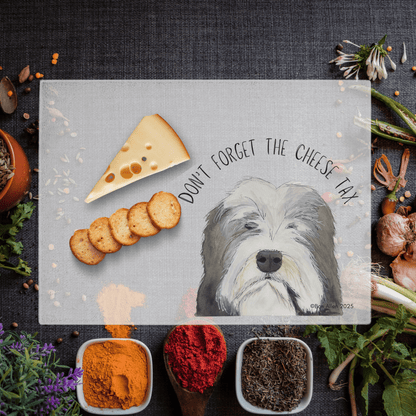 Cheese Tax Enforcer – Bearded Collie Chopping Board of Justice - Pet Supplier Store