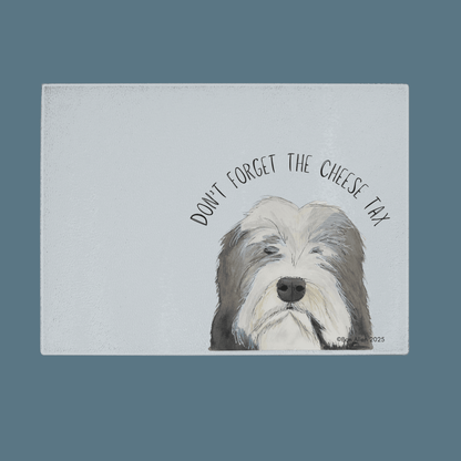 Cheese Tax Enforcer – Bearded Collie Chopping Board of Justice - Pet Supplier Store