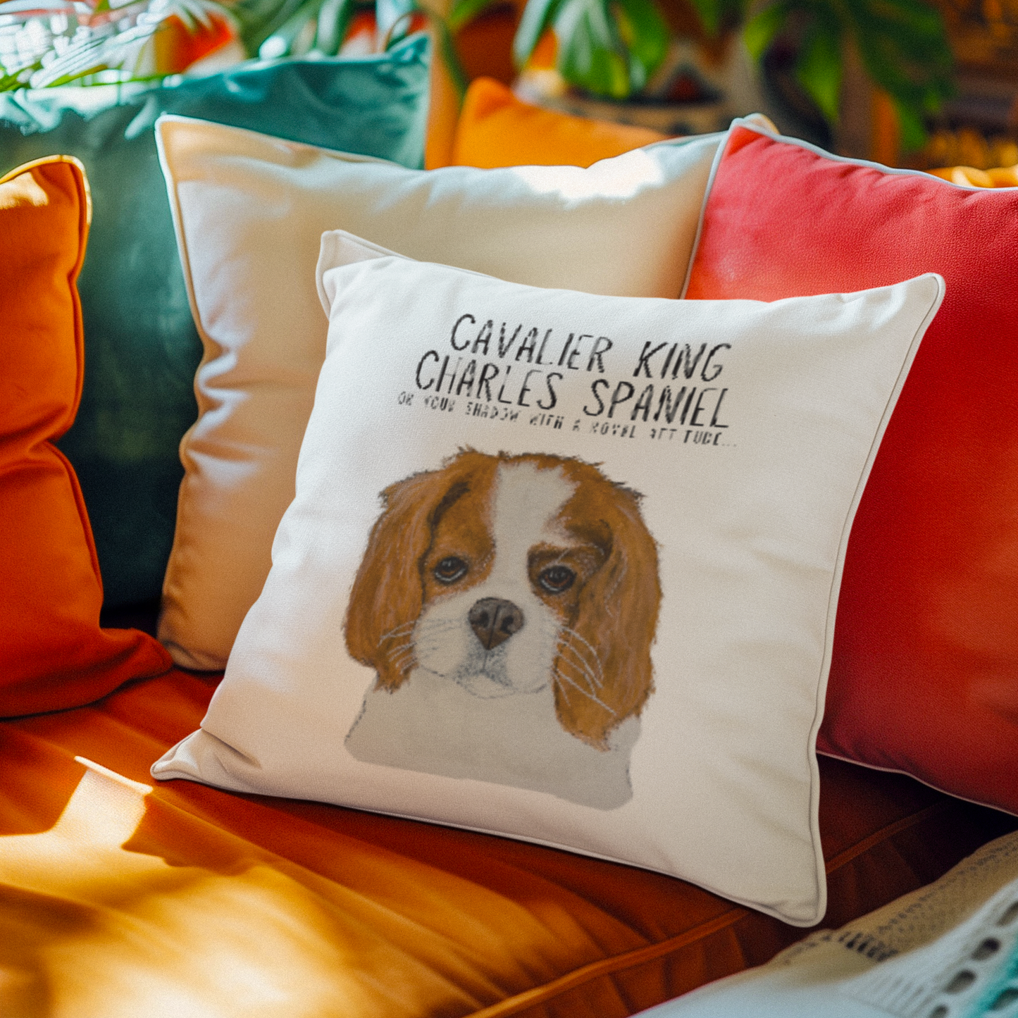 Cushion of the Crown: Cavalier King Charles Spaniel with Royal Shadow Attitude - Pet Supplier Store