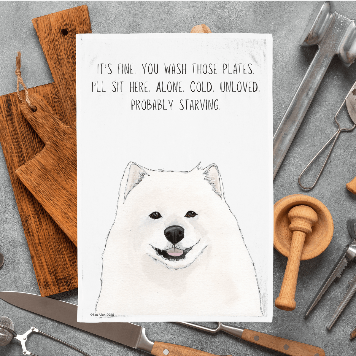 Dish Duty Drama Queen: Samoyed Edition - Pet Supplier Store