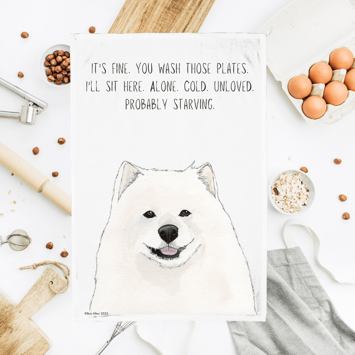 Dish Duty Drama Queen: Samoyed Edition - Pet Supplier Store