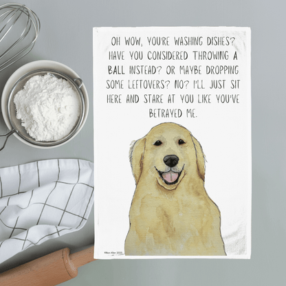 Dishes? Really? Not Fetch? – Golden Retriever Tea Towel - Pet Supplier Store