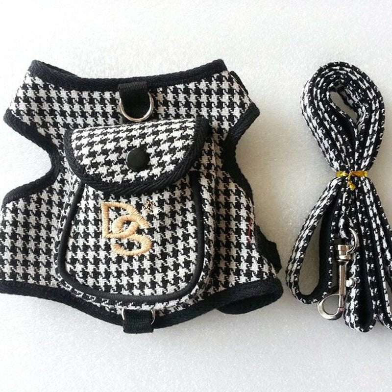 Dog Pet Vest Houndstooth cotton Suit black - Pet Supplier Store