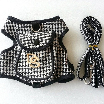 Dog Pet Vest Houndstooth cotton Suit black - Pet Supplier Store