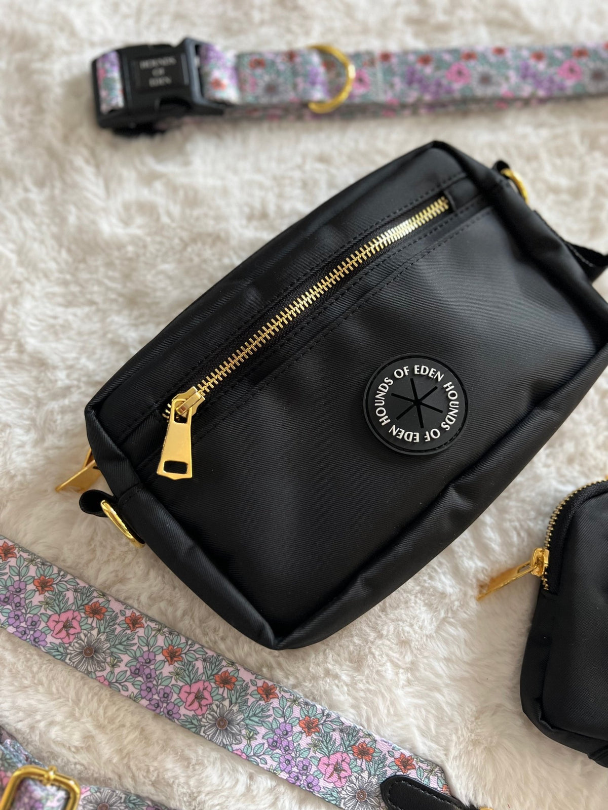 Dog Walking Bag - Black - Gold Hardware *BAG ONLY* - Pet Supplier Store
