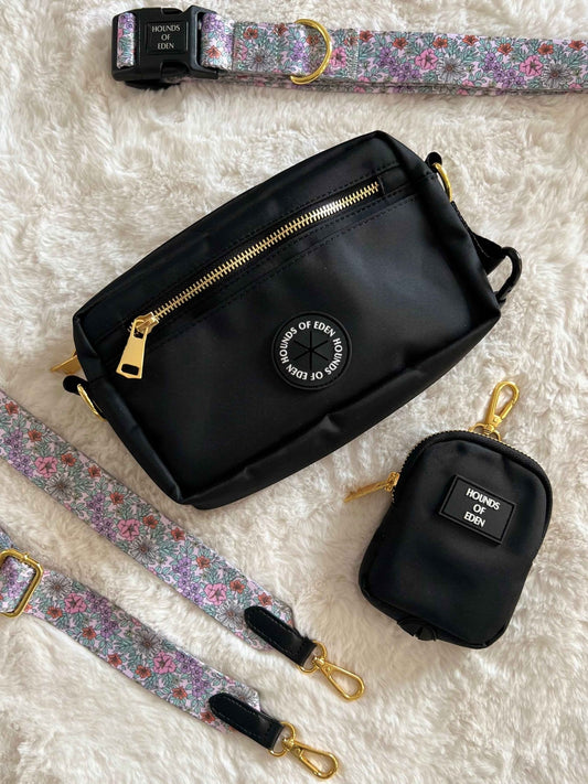 Dog Walking Bag - Black - Gold Hardware *BAG ONLY* - Pet Supplier Store