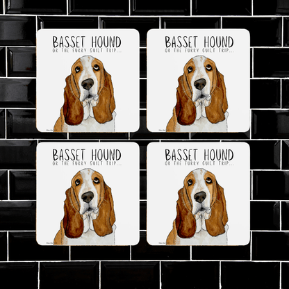 Furry Guilt Trip Coasters – Basset Hound Approved - Pet Supplier Store