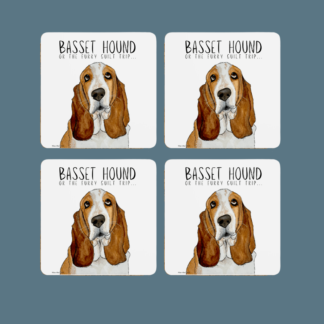 Furry Guilt Trip Coasters – Basset Hound Approved - Pet Supplier Store