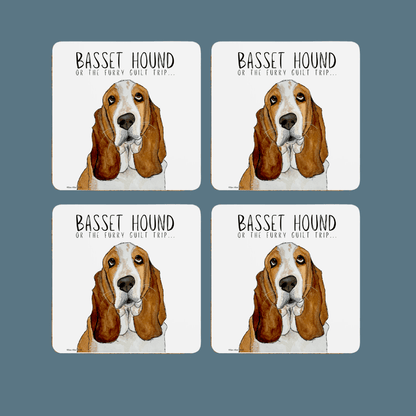 Furry Guilt Trip Coasters – Basset Hound Approved - Pet Supplier Store