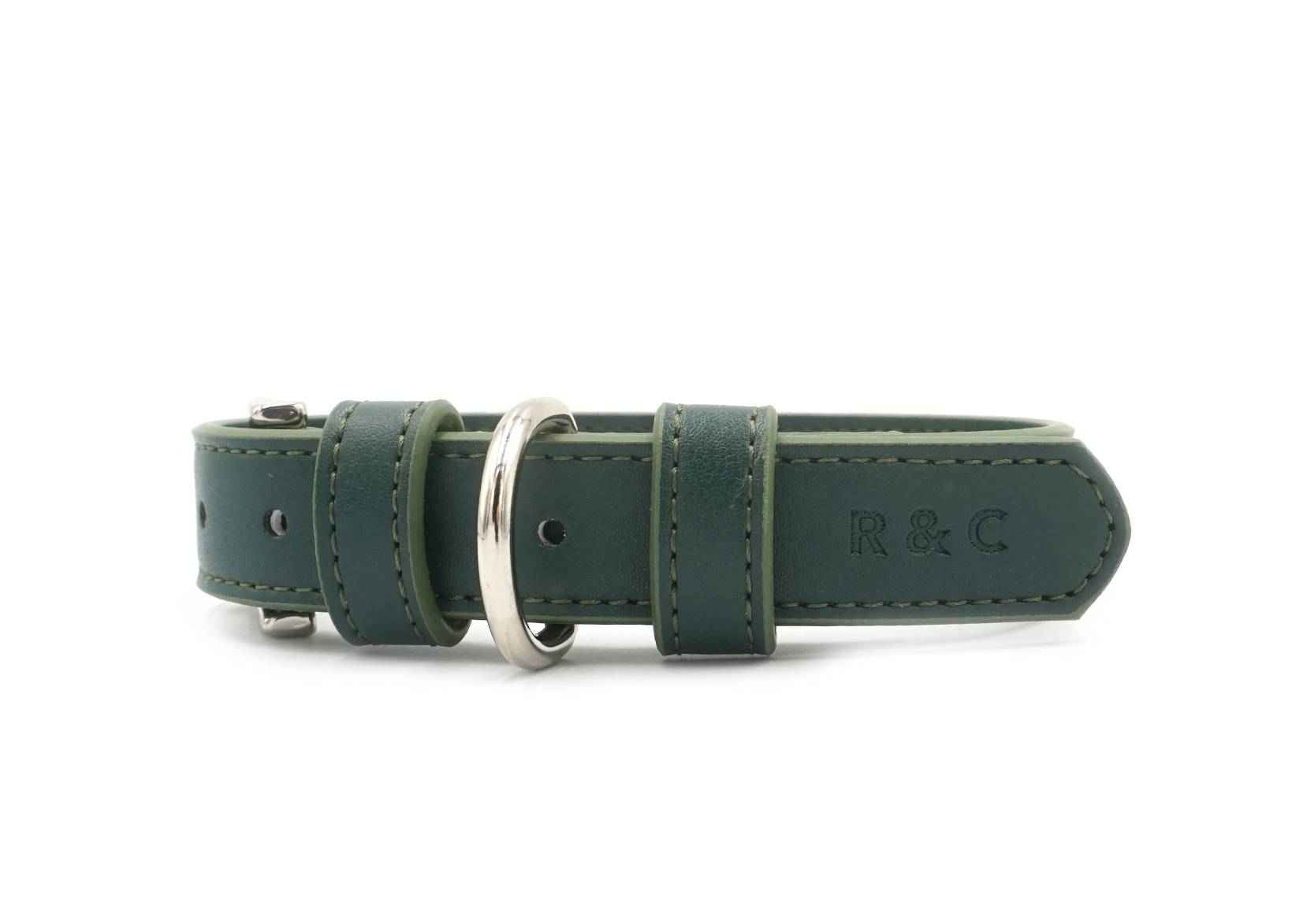 Green Leather Dog Collar
