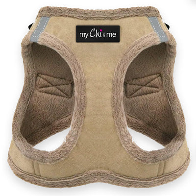 Tiny Trails Step In Soft Touch Suede Effect Faux Fur Lined Puppy and Small Dog Harness Caramel