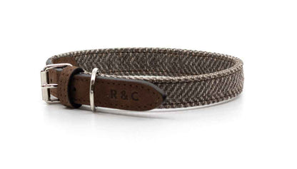 Herringbone & Leather Collar - Lincoln - Pet Supplier Store
