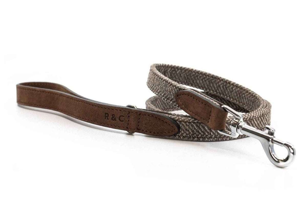 Herringbone & Leather Lead - Lincoln - Pet Supplier Store