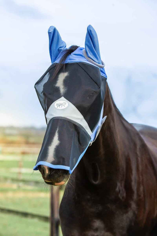 Horse Fly Mask With Nose - Cornflower - Pet Supplier Store