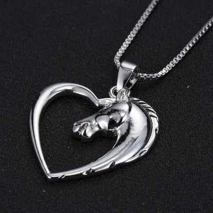 Horse Necklace Silver Colour Horse Head - Pet Supplier Store