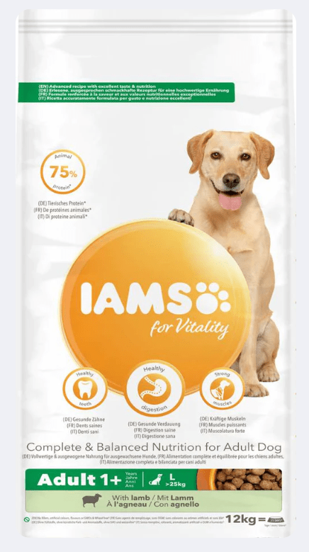 IAMS for Vitality Adult Large Dog Food with Lamb 12kg - Pet Supplier Store