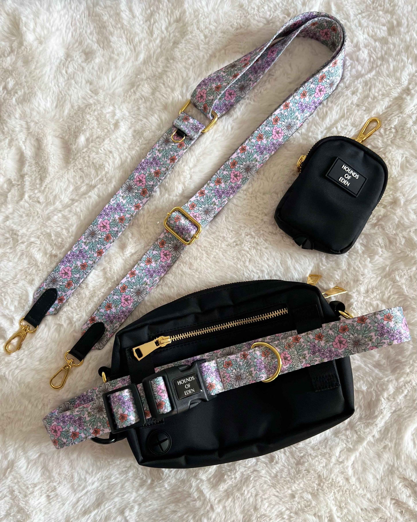 Dog Walking Bag - Black - Gold Hardware *BAG ONLY*