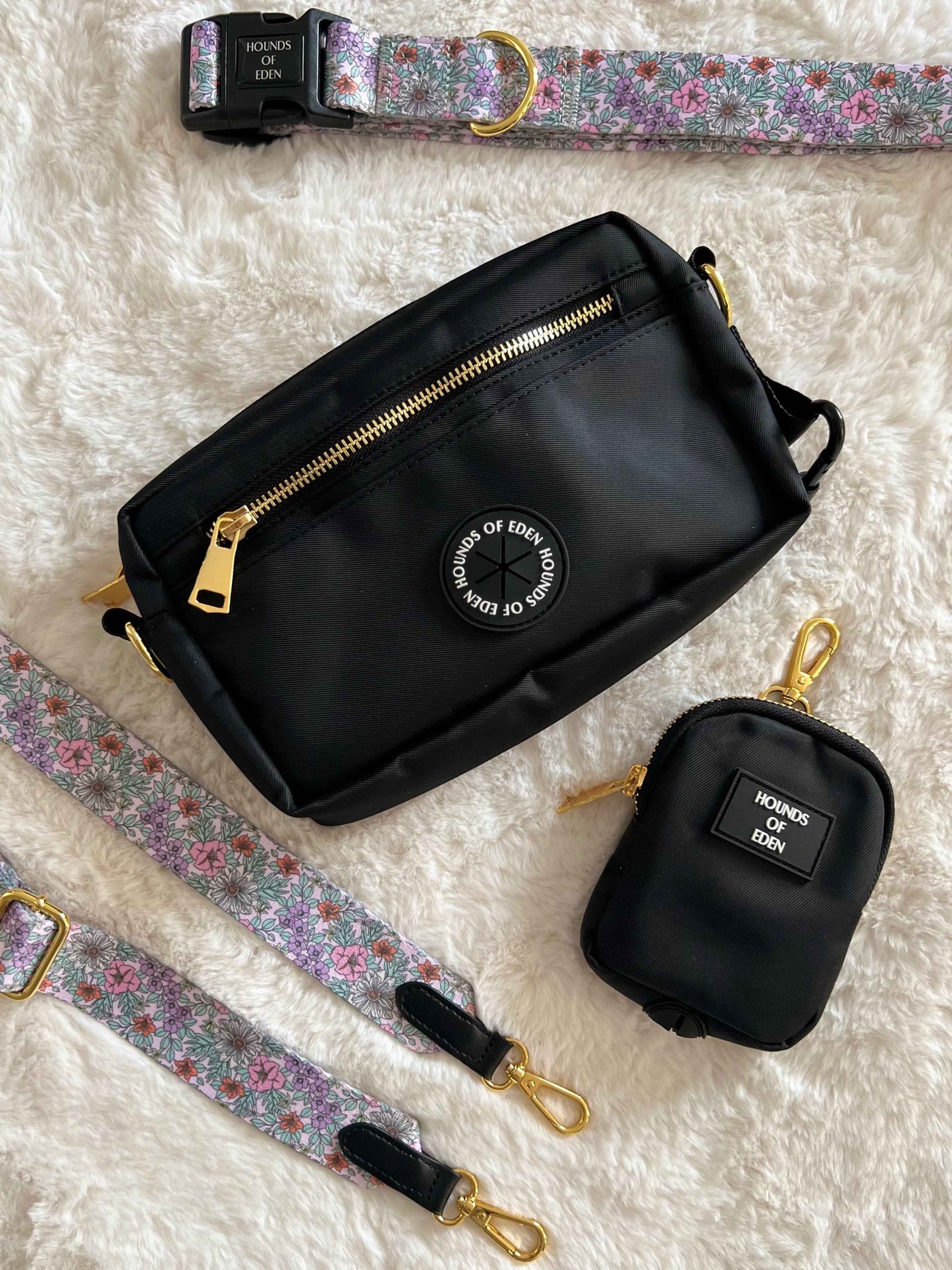 Dog Walking Bag - Black - Gold Hardware *BAG ONLY*
