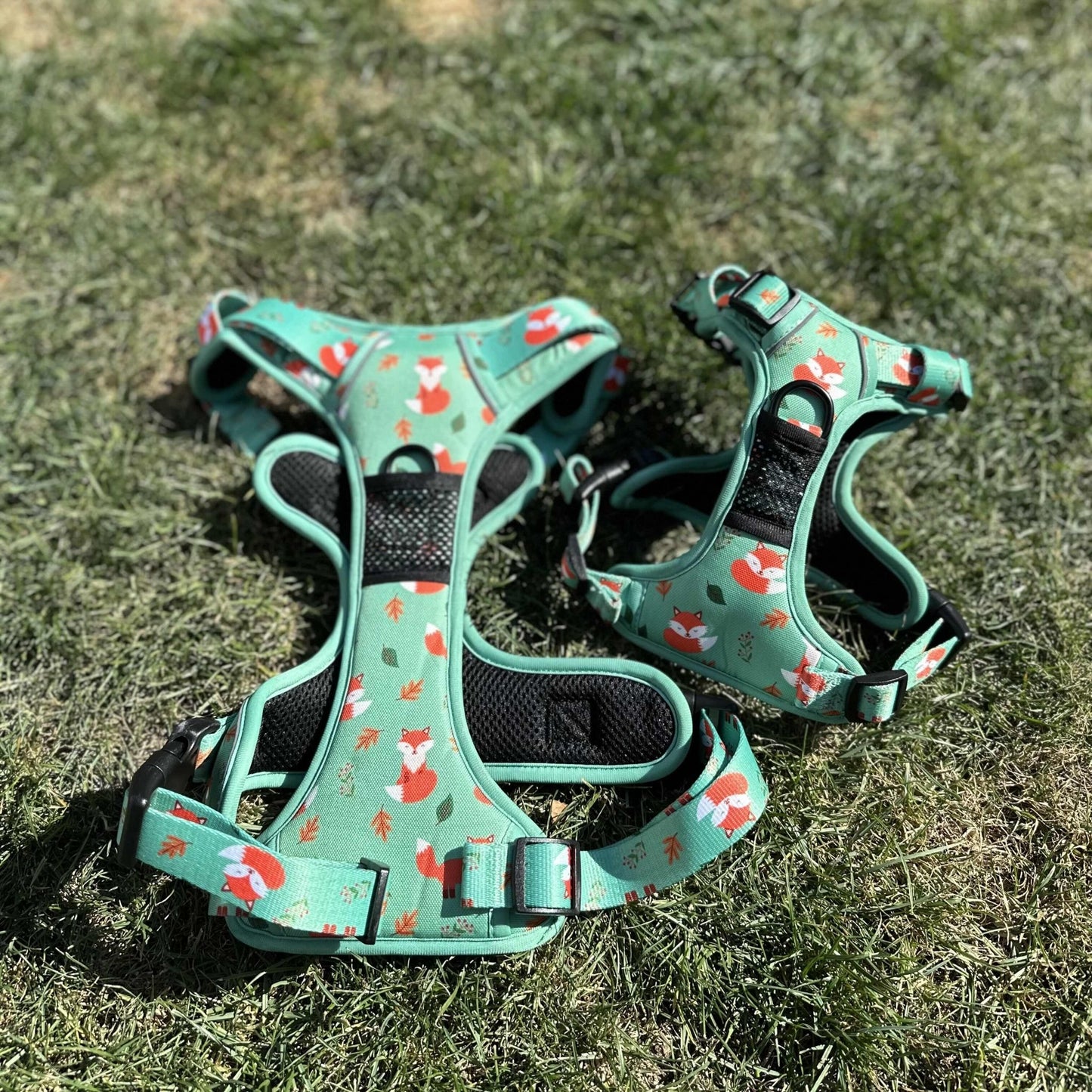 Inquisitive Fox No Pull Tactical Dog Harness – Green Fox Print, Adjustable, Step-In (XS-XL) - Pet Supplier Store