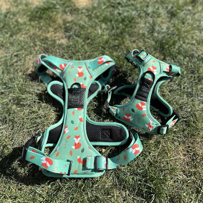Inquisitive Fox No Pull Tactical Dog Harness – Green Fox Print, Adjustable, Step-In (XS-XL) - Pet Supplier Store