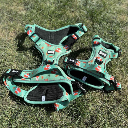 Inquisitive Fox No Pull Tactical Dog Harness – Green Fox Print, Adjustable, Step-In (XS-XL) - Pet Supplier Store