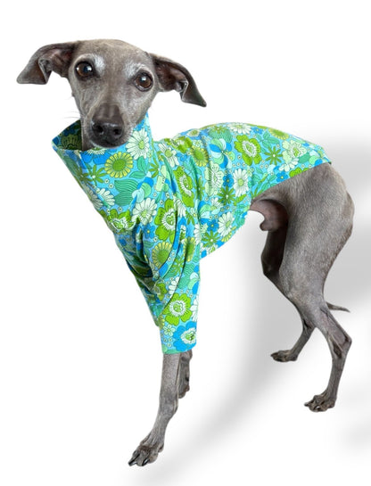 Jersey T-Shirt- Retro Floral - Green - Pet Supplier Store