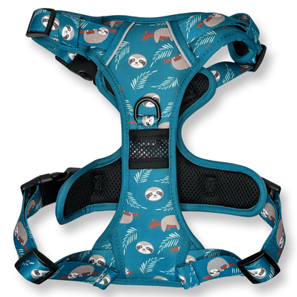 Lazy Sloth No Pull Tactical Dog Harness – Blue Teal Sloth Print, Adjustable, Step-In (Small-XL) 🦥 - Pet Supplier Store