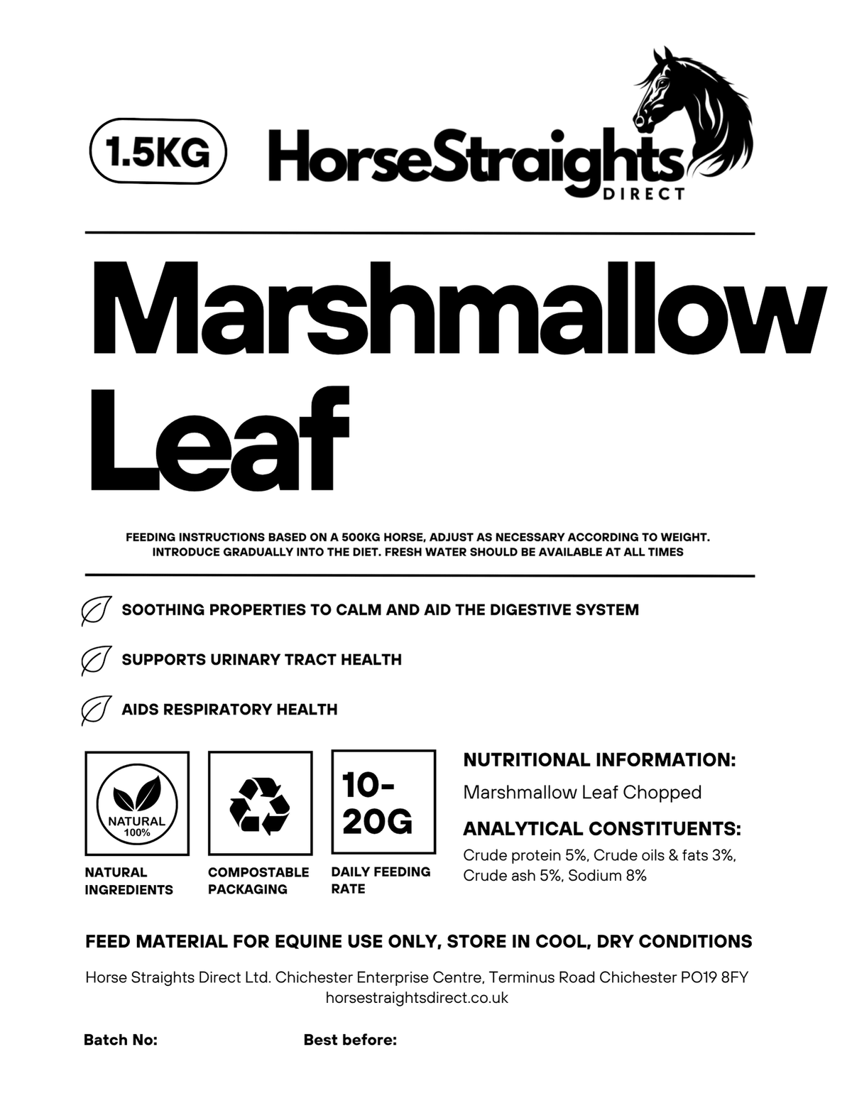 Marshmallow Leaf Chopped - Pet Supplier Store