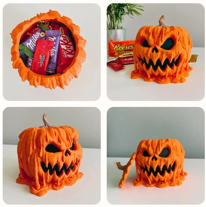 Melting Halloween Pumpkin Candy Bowl With Lid Reusable - Pet Supplier Store