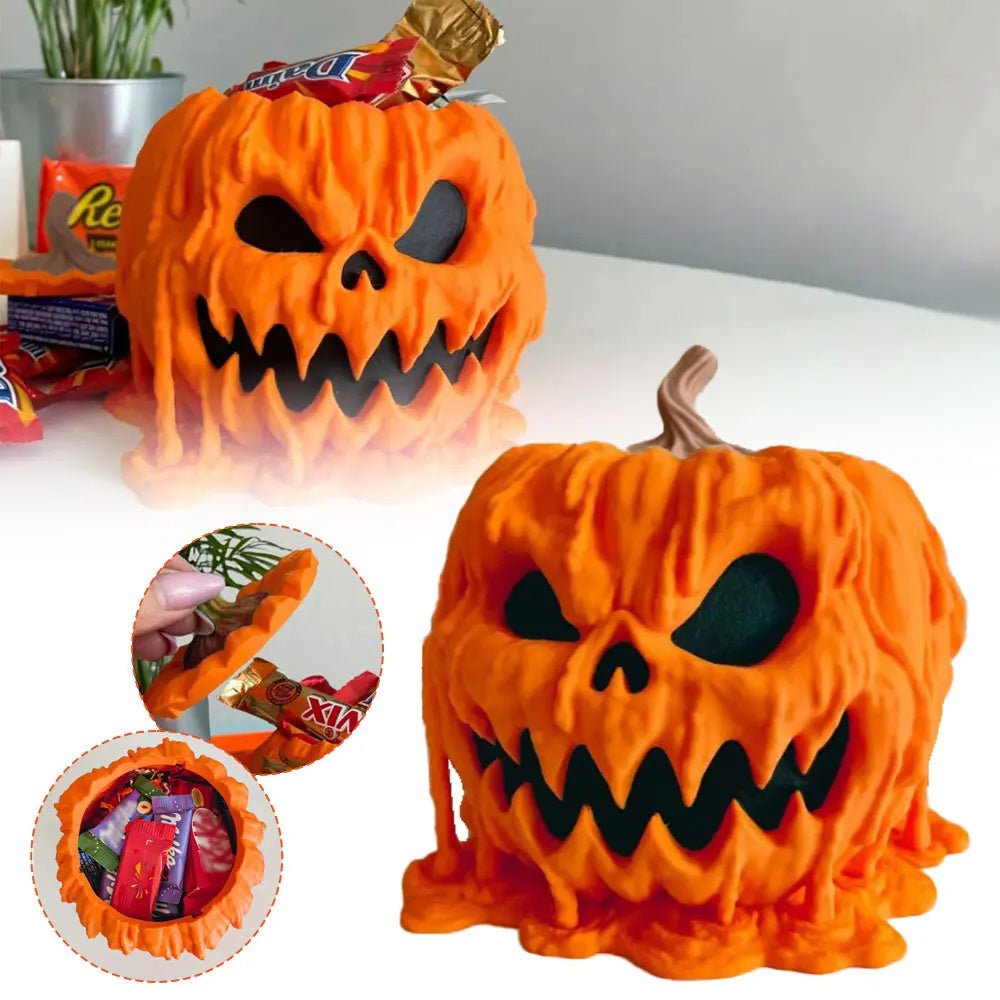 Melting Halloween Pumpkin Candy Bowl With Lid Reusable - Pet Supplier Store