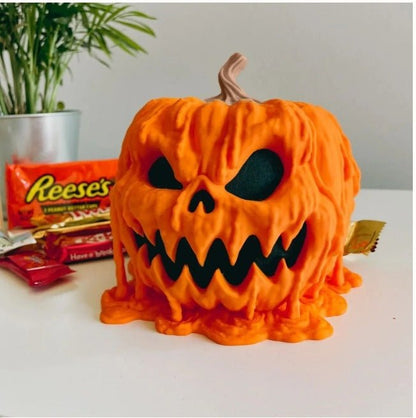 Melting Halloween Pumpkin Candy Bowl With Lid Reusable - Pet Supplier Store