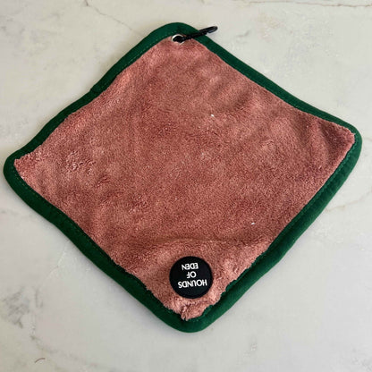 Mini Dog Towel + Clip, Dusty Pink & Green - Pet Supplier Store