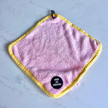 Mini Dog Towel + Clip, Pink & Yellow - Pet Supplier Store