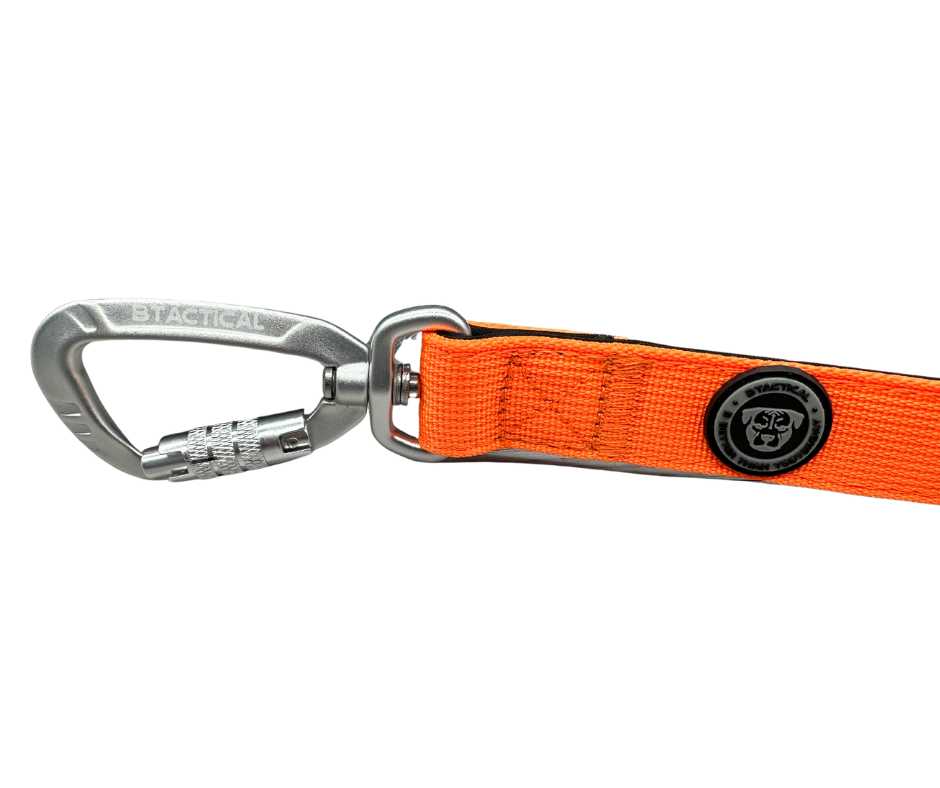 Nylon BTactical™ Carabiner Clip Lead | Citrus Orange - Pet Supplier Store