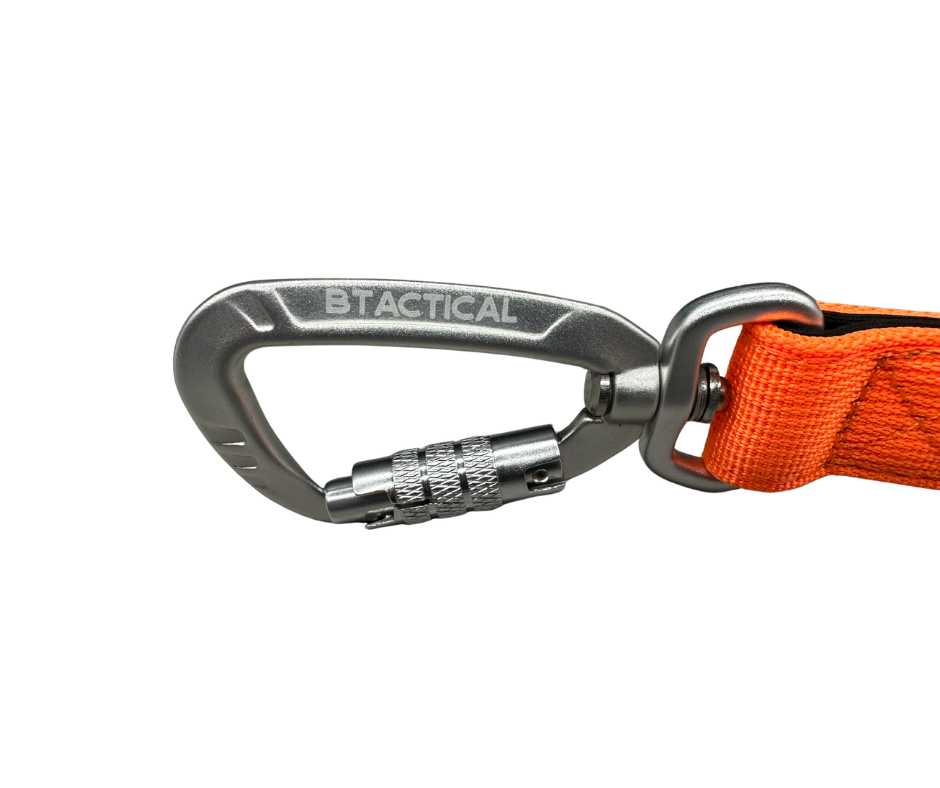 Nylon BTactical™ Carabiner Clip Lead | Citrus Orange - Pet Supplier Store