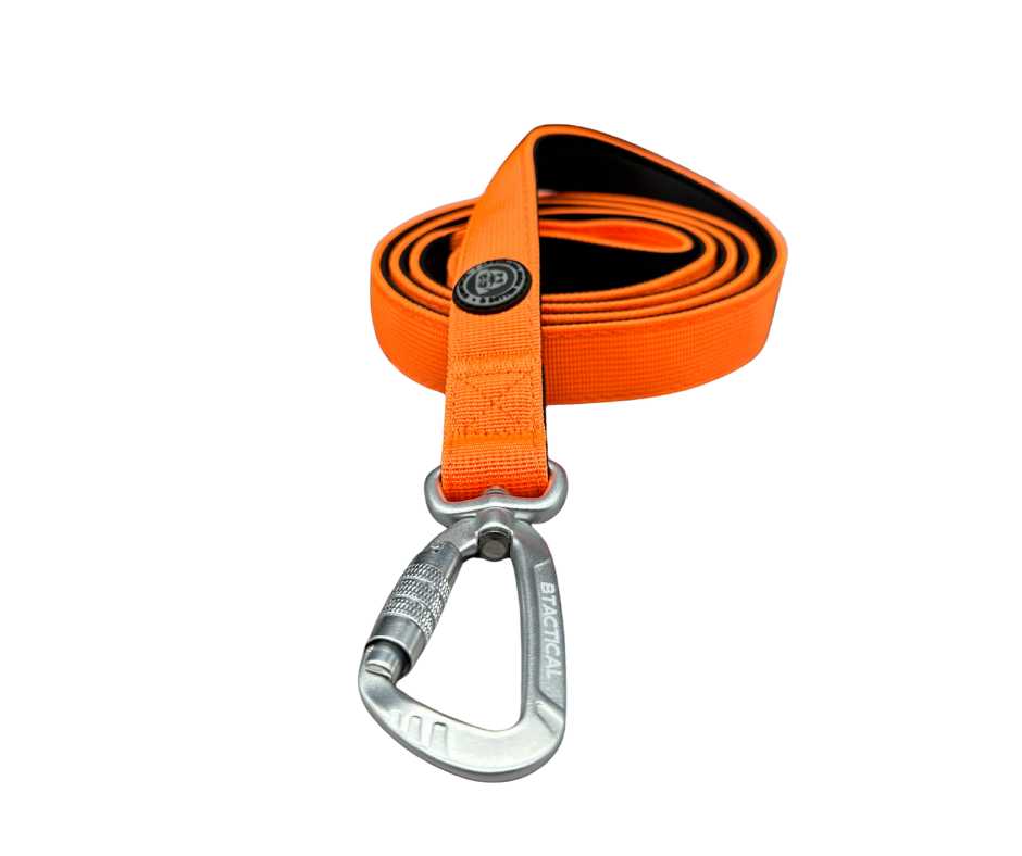 Nylon BTactical™ Carabiner Clip Lead | Citrus Orange - Pet Supplier Store
