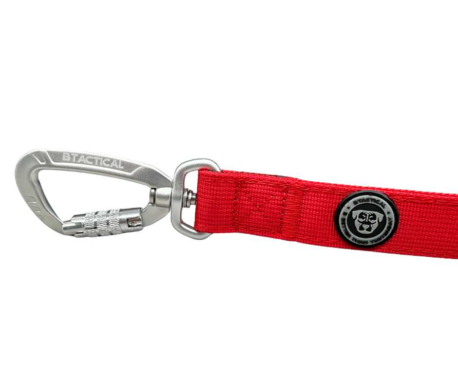 Nylon BTactical™ Carabiner Clip Lead | Citrus Red - Pet Supplier Store