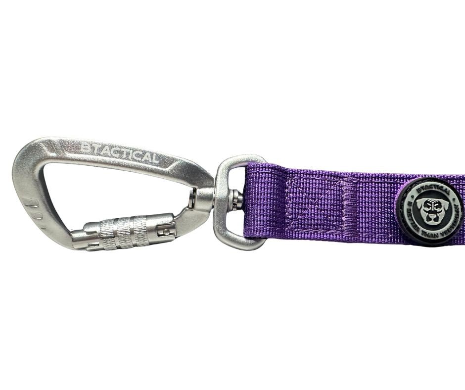 Nylon BTactical™ Carabiner Clip Lead | Lavender Purple - Pet Supplier Store