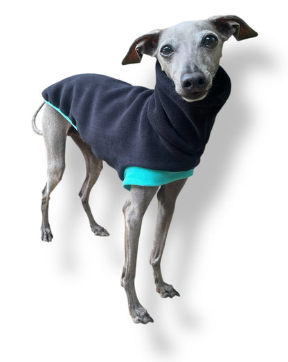 Open-Leg Fleece Vest - Black & Aqua - Pet Supplier Store
