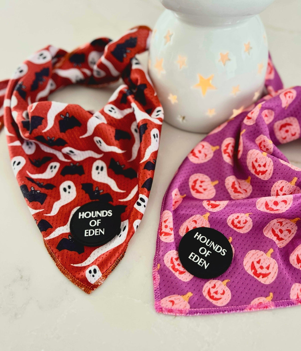 Orange Bats + Ghosts Halloween Dog Bandana 👻 - Pet Supplier Store