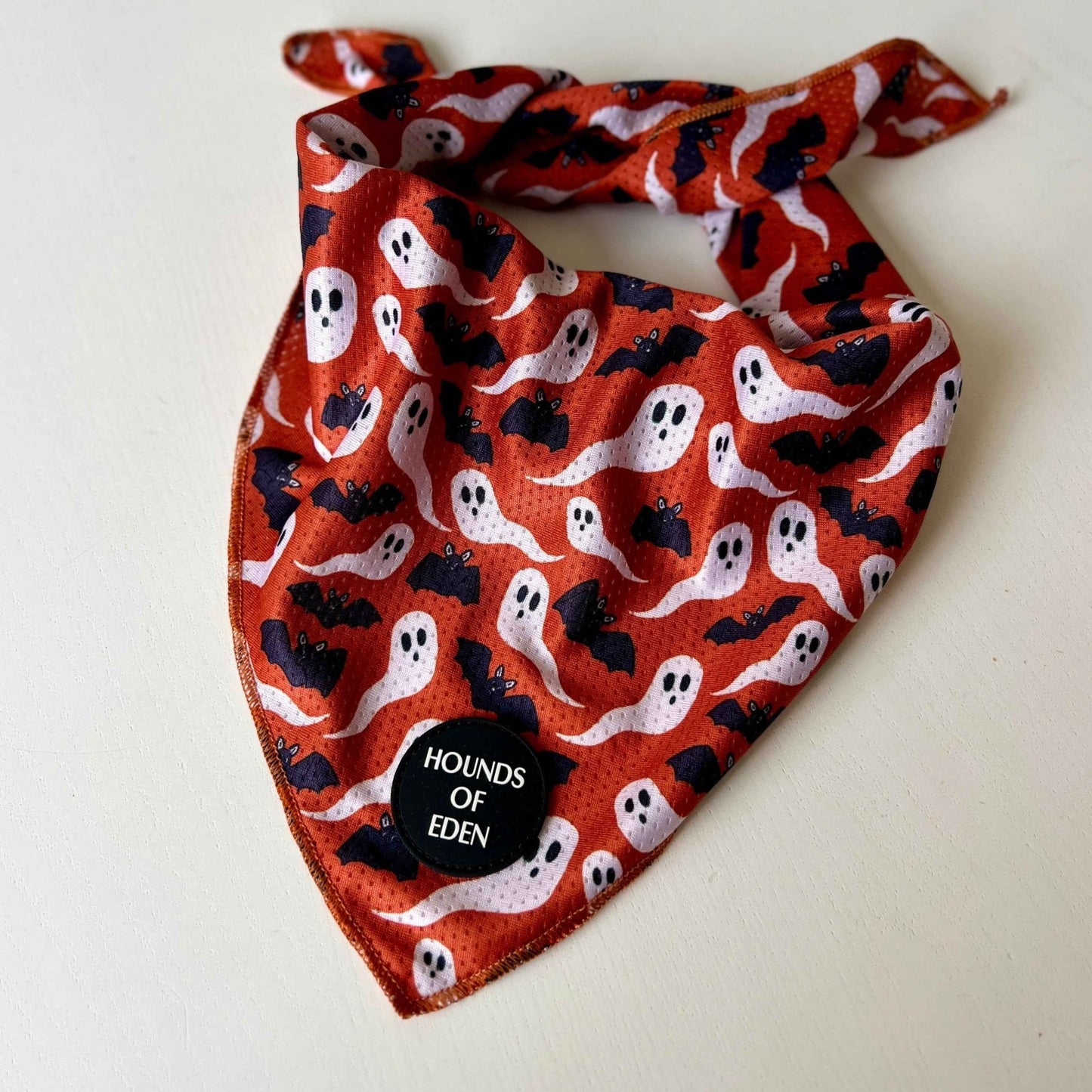 Orange Bats + Ghosts Halloween Dog Bandana 👻 - Pet Supplier Store