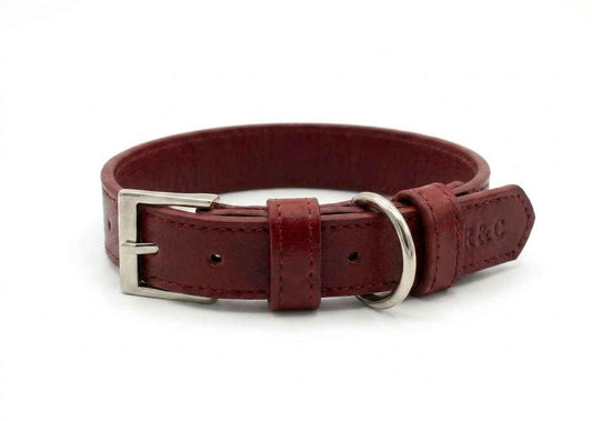 Oxblood Red Leather Dog Collar - Pet Supplier Store