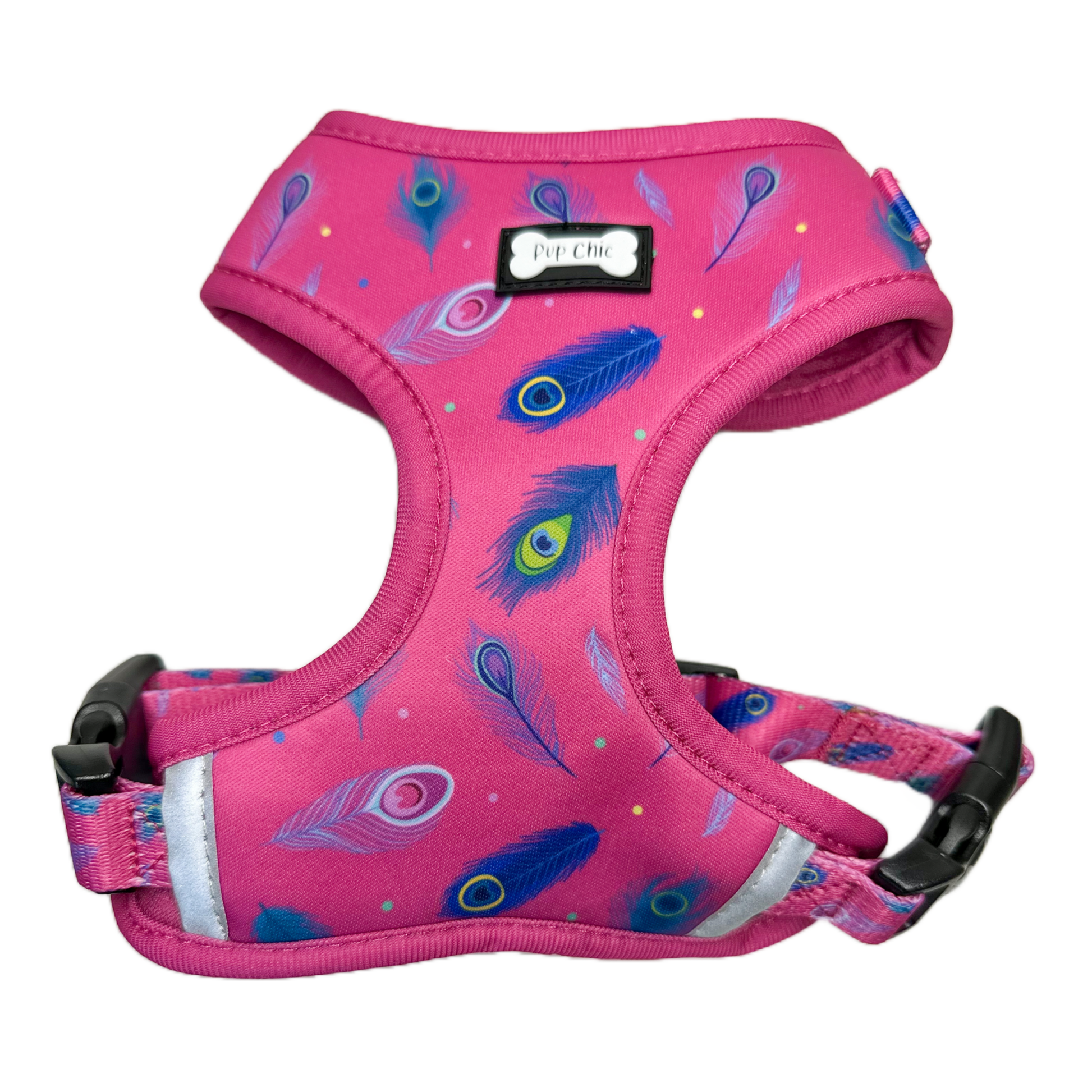 Peacock Power Adjustable Dog Harness - hot pink peacock feather dog harness - Pet Supplier Store