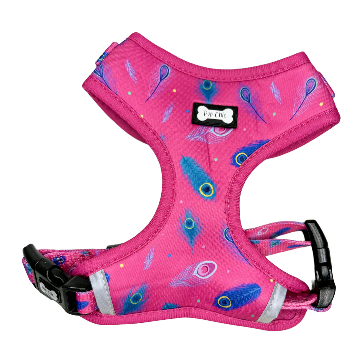 Peacock Power Adjustable Dog Harness - hot pink peacock feather dog harness - Pet Supplier Store