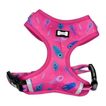 Peacock Power Adjustable Dog Harness - hot pink peacock feather dog harness - Pet Supplier Store