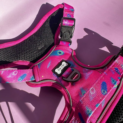 Peacock Power No Pull Tactical Dog Harness – Pink Peacock Feather Print, Adjustable, Step-In (Small-XL) - Pet Supplier Store