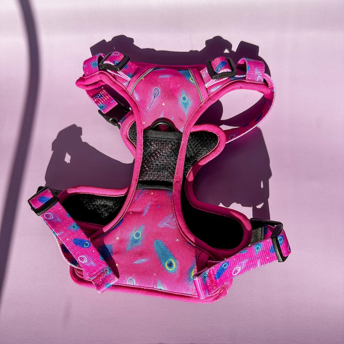 Peacock Power No Pull Tactical Dog Harness – Pink Peacock Feather Print, Adjustable, Step-In (Small-XL) - Pet Supplier Store