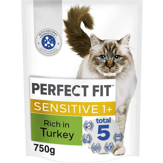 Perfect Fit Sensitive Adult Dry Cat Food Turkey 750g - Pet Supplier Store