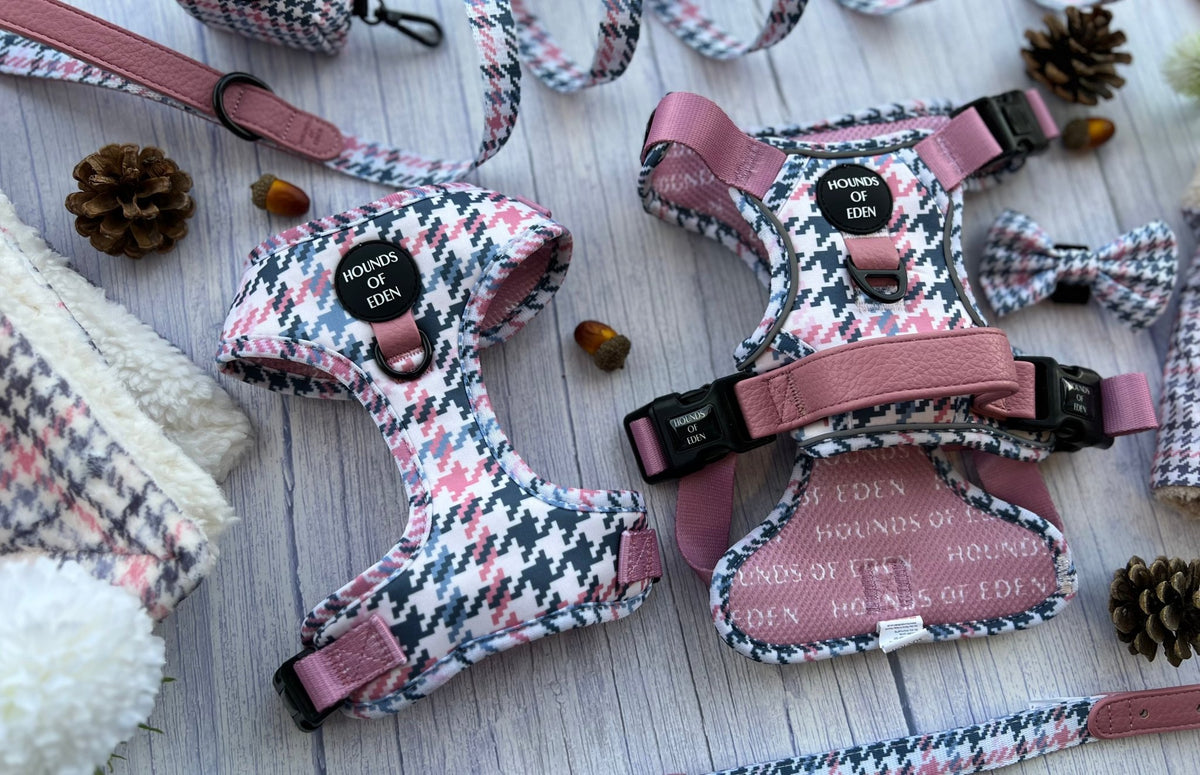 Pink Houndstooth Design Dog Bow Tie - Pet Supplier Store