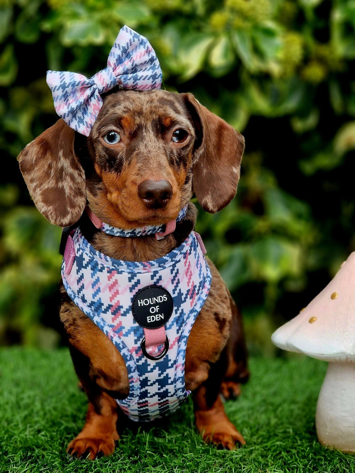 Pink Houndstooth Design Dog Bow Tie - Pet Supplier Store